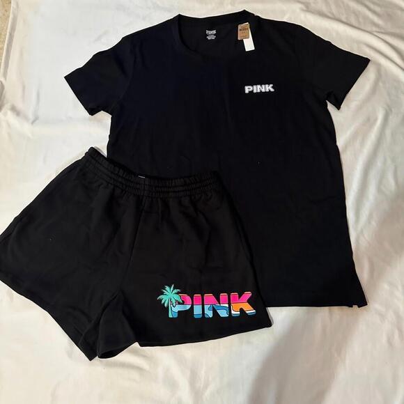 Victoria's Secret PINK Tropical short sleeve and shorts set - Picture 1 of 5